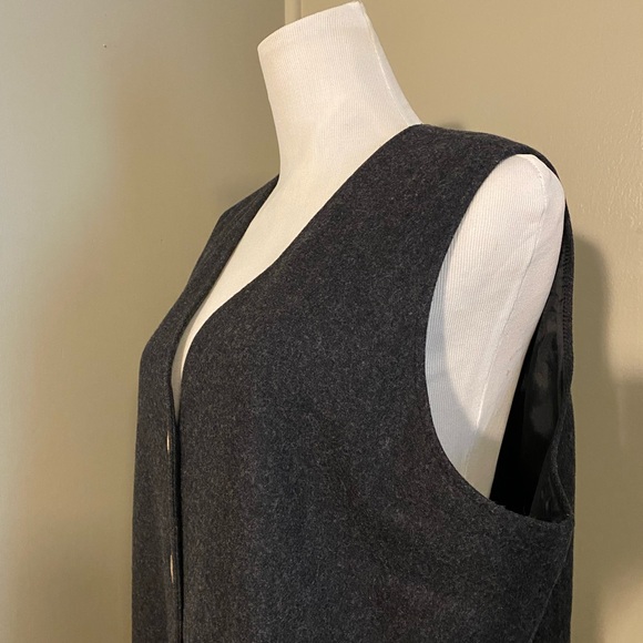 Orvis Dark Gray Wool Sleeveless Button Maxi Dress - Picture 4 of 8